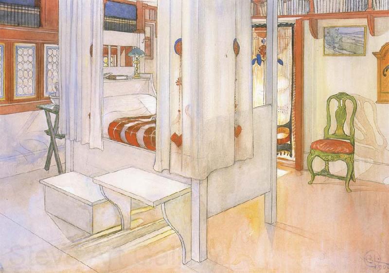 Carl Larsson My Bedroom Watercolor Norge oil painting art